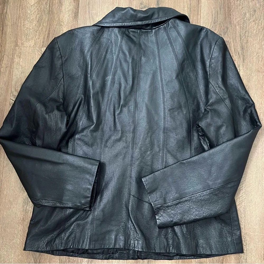 East 5th Genuine Leather Jacket Black Zip Front Lined‎ Coat Size XL